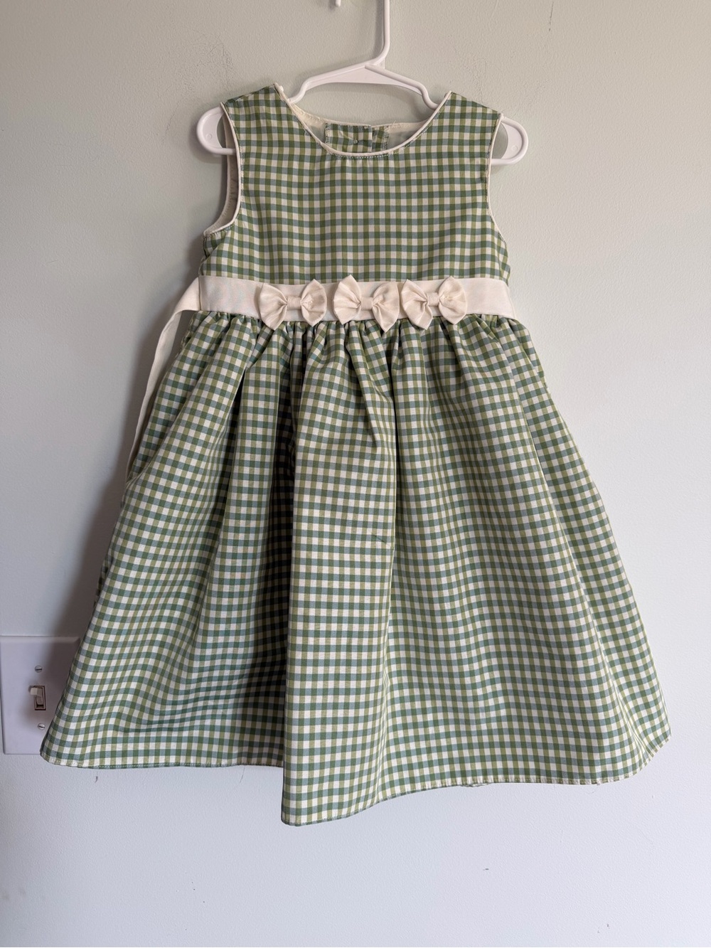 Good lads of Philadelphia Classic Green Gingham Bow-Trim Kids Dress Coquette